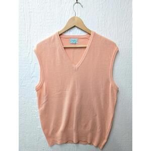 Vtg United Colors Of Benetton Orange Sherbet Wool Knit Sweater Vest Italy M/L